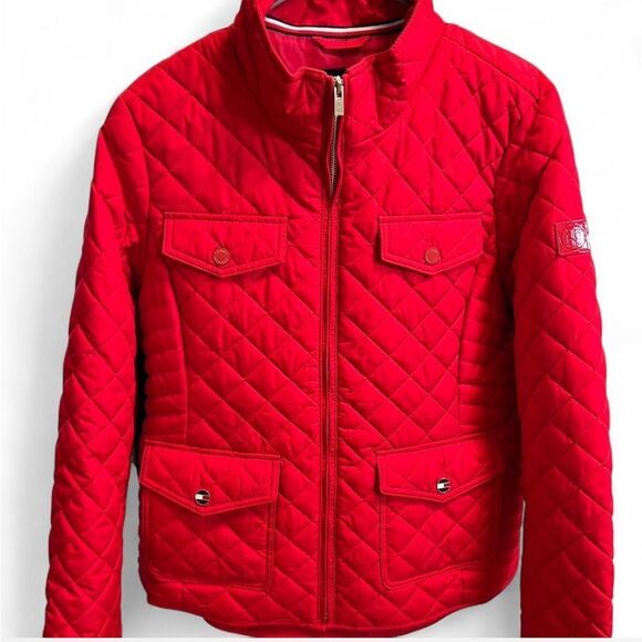 Tommy Hilfiger Jackets & Blazers - Tommy Hilfiger Vibrant Red Quilted Jacket, Women’s Size Large